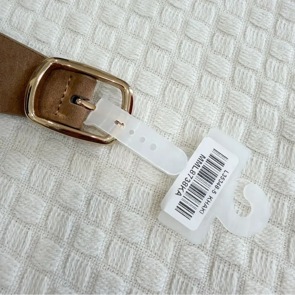 NEW Wide Vegan Leather Belt with Colorful and Metallic Studs Tan Khaki